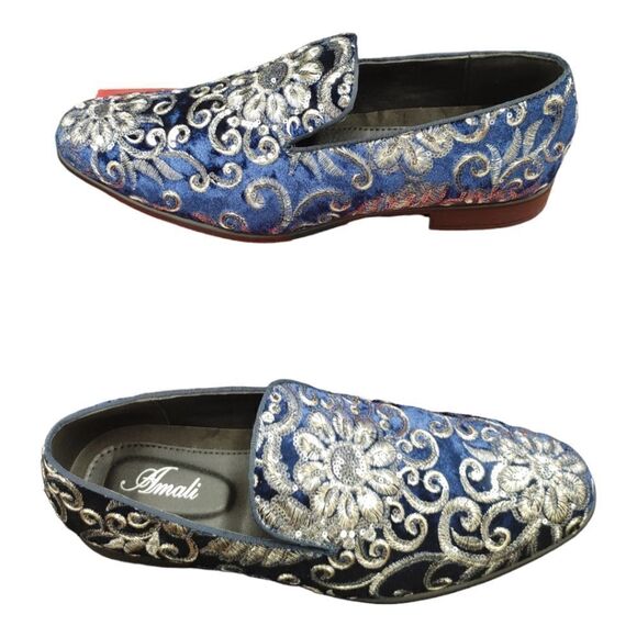 MEN'S AMALI FABIAN SPARKLE LOAFER DRESS SHOE WITH PATTERNED SEQUINS. NAVY 002 - Picture 3 of 7